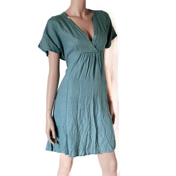 NWT Sundance 100% Linen Dress Teal Turquoise XS Dawn To Dusk Popover Pockets - Picture 9 of 10